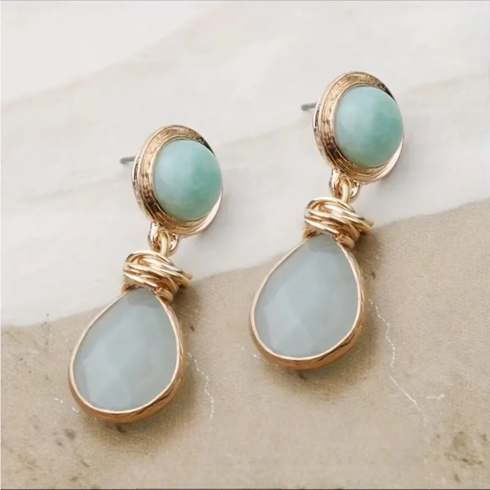 NWOT Stone Gold Drop Earrings